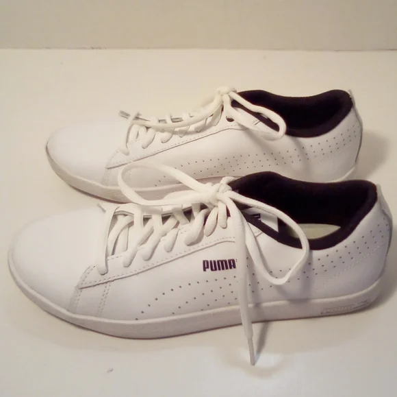 Puma Vintage Womens Leather Low Top Soft Foam Comfort Insert White Sneakers 6.5 - Picture 3 of 16